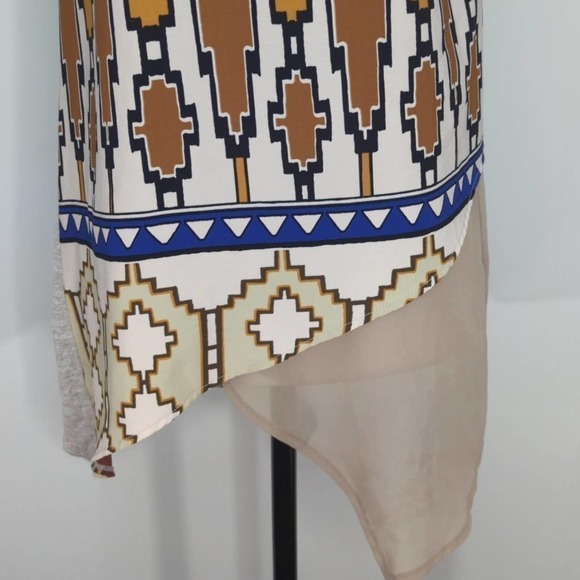 Zara Collection Womens Aztec Asymmetrical Top Sleeveless Bohemian Multicolor S - Picture 4 of 10